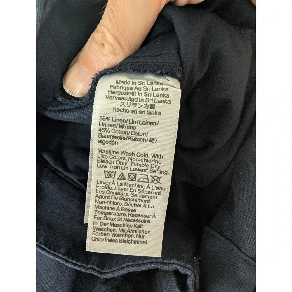 J. Crew Remy Wide Leg Pants 14T Navy Linen Cotton High Rise Classic Office